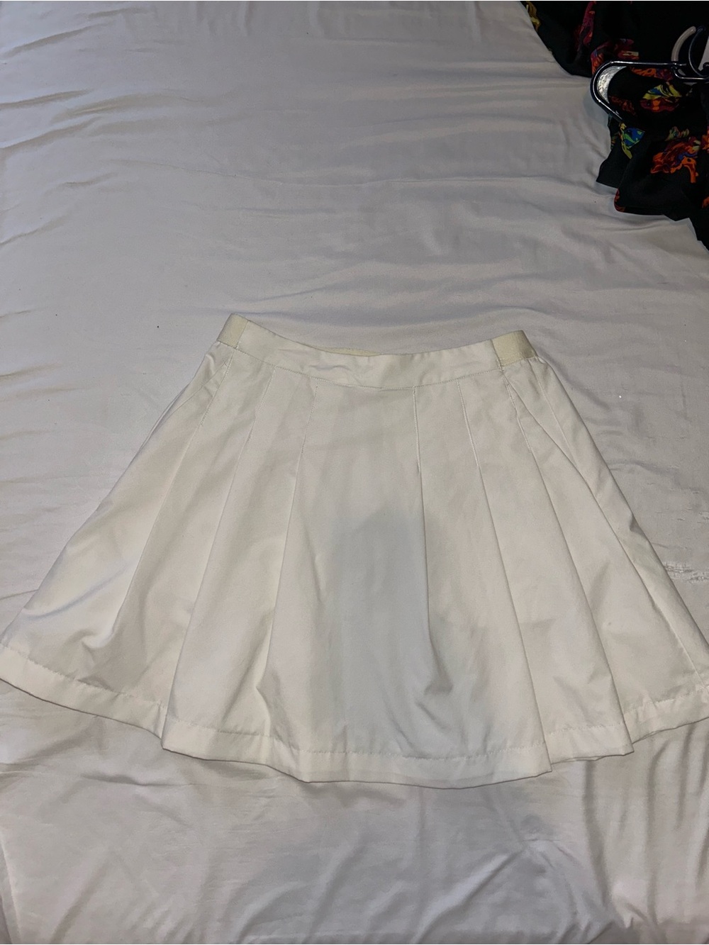 High waist white preppy pleated skirt small pockets tennis